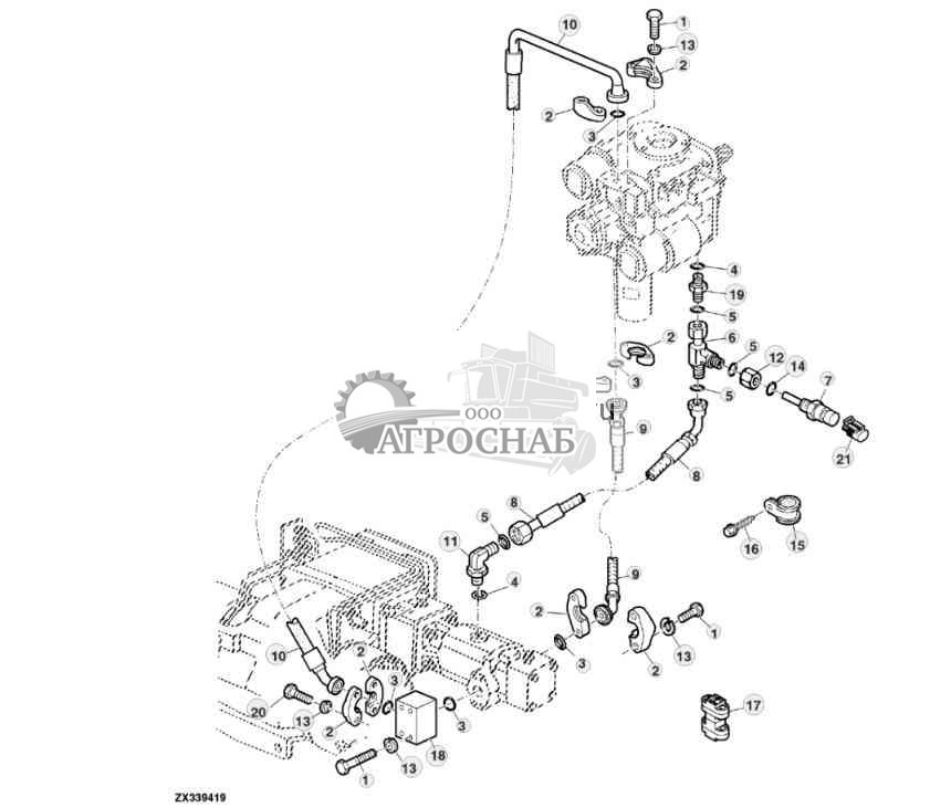HYDROSTATIC HIGH PRESSURE AND LEAK-OFF OIL LINES (105CC) 